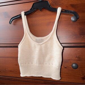 Urban Outfitters Beige Sleeveless Knit Crop Top Tank